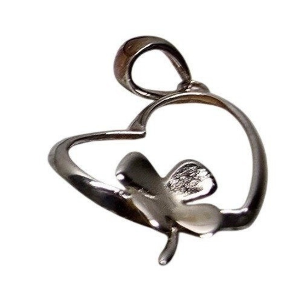 New sterling silver pendant open heart with clover irish dainty charm gift sweet